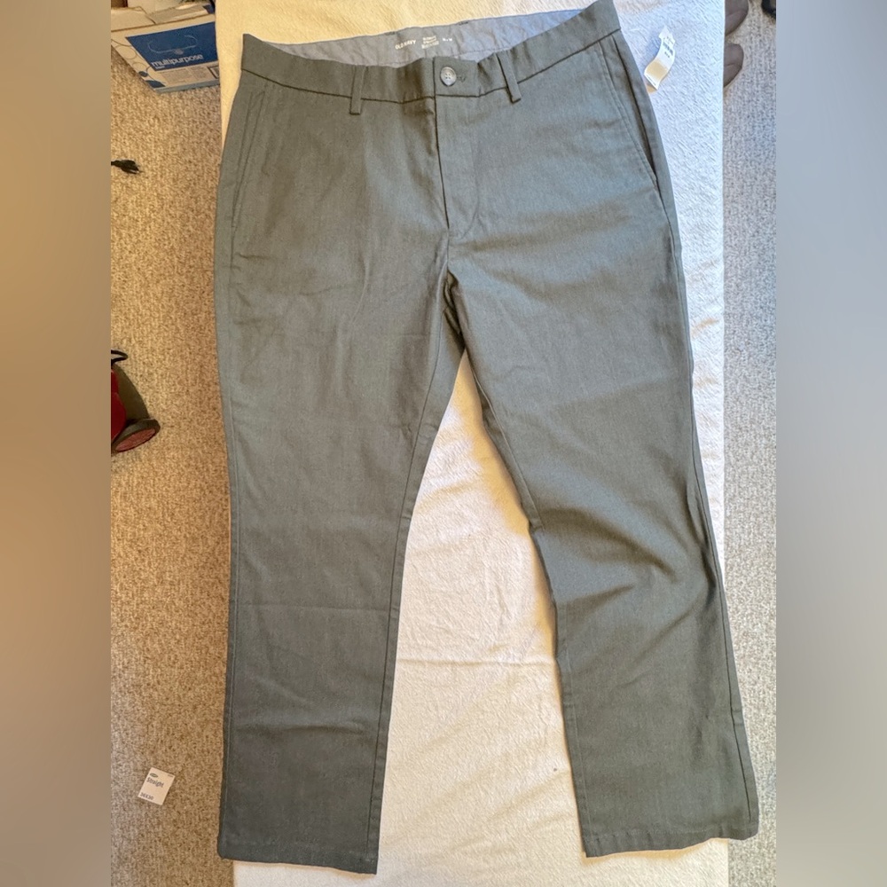 Old Navy Gray Chinos Flat Front Cotton Blend